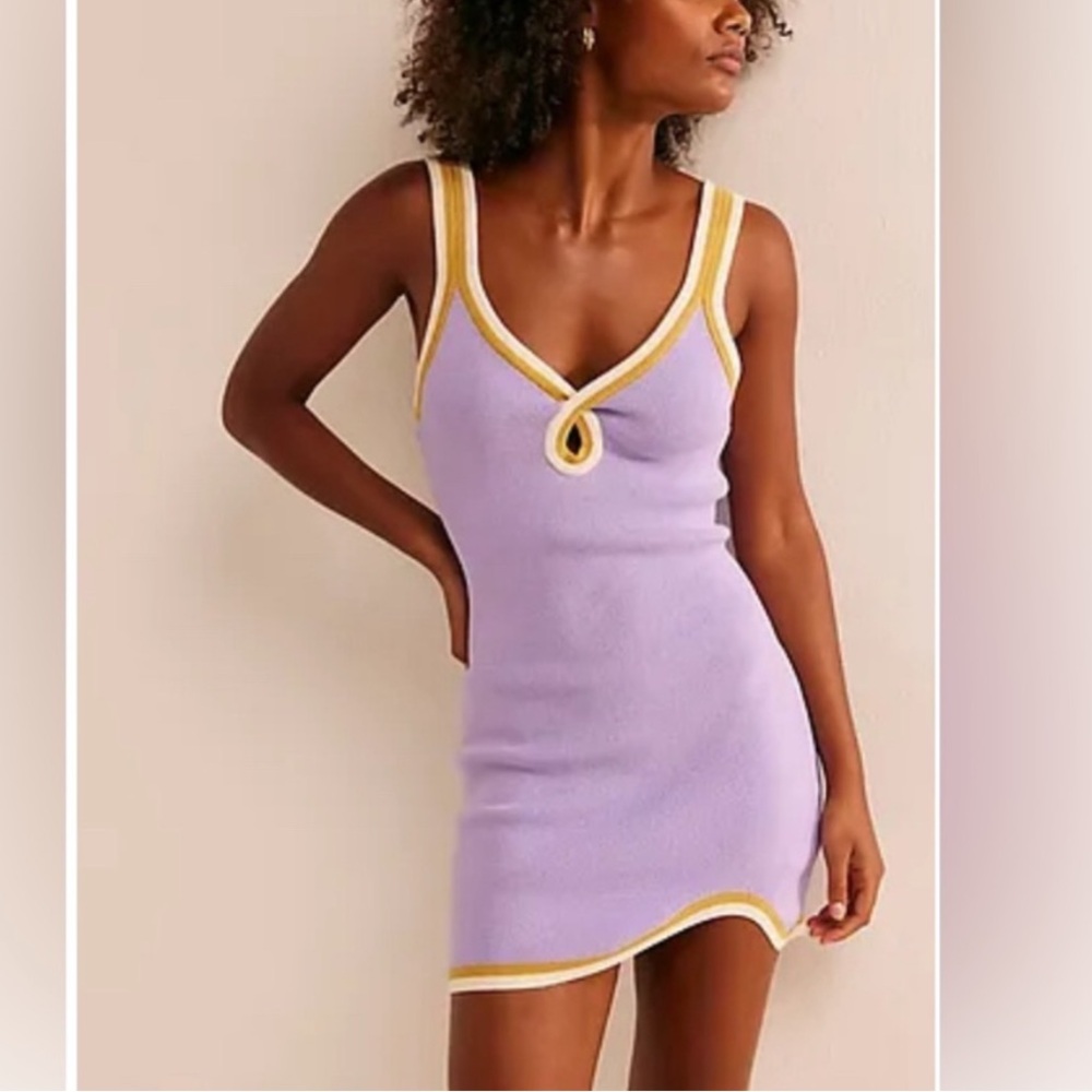 Free People Free-est Blair Classic Preppy Colorful Bodycon Sweater Mini Dress
